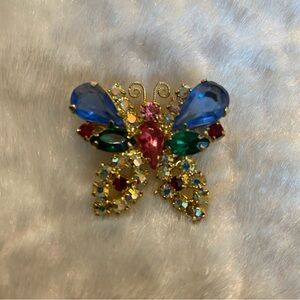 🍀VTG Juliana Rhinestone Butterfly Brooch